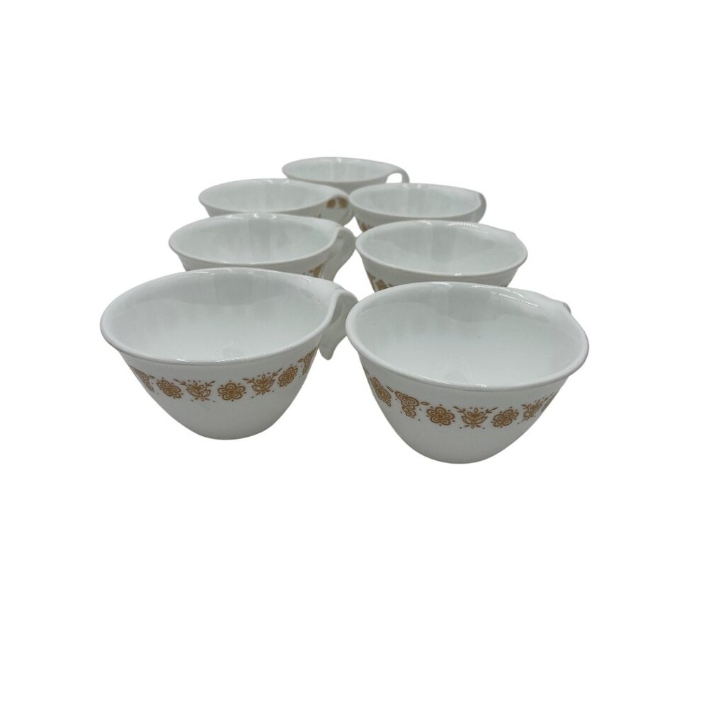 Set Of 7 Corning Butterfly Gold Floral Coffee Cups 1970s Vintage REPURPOSE